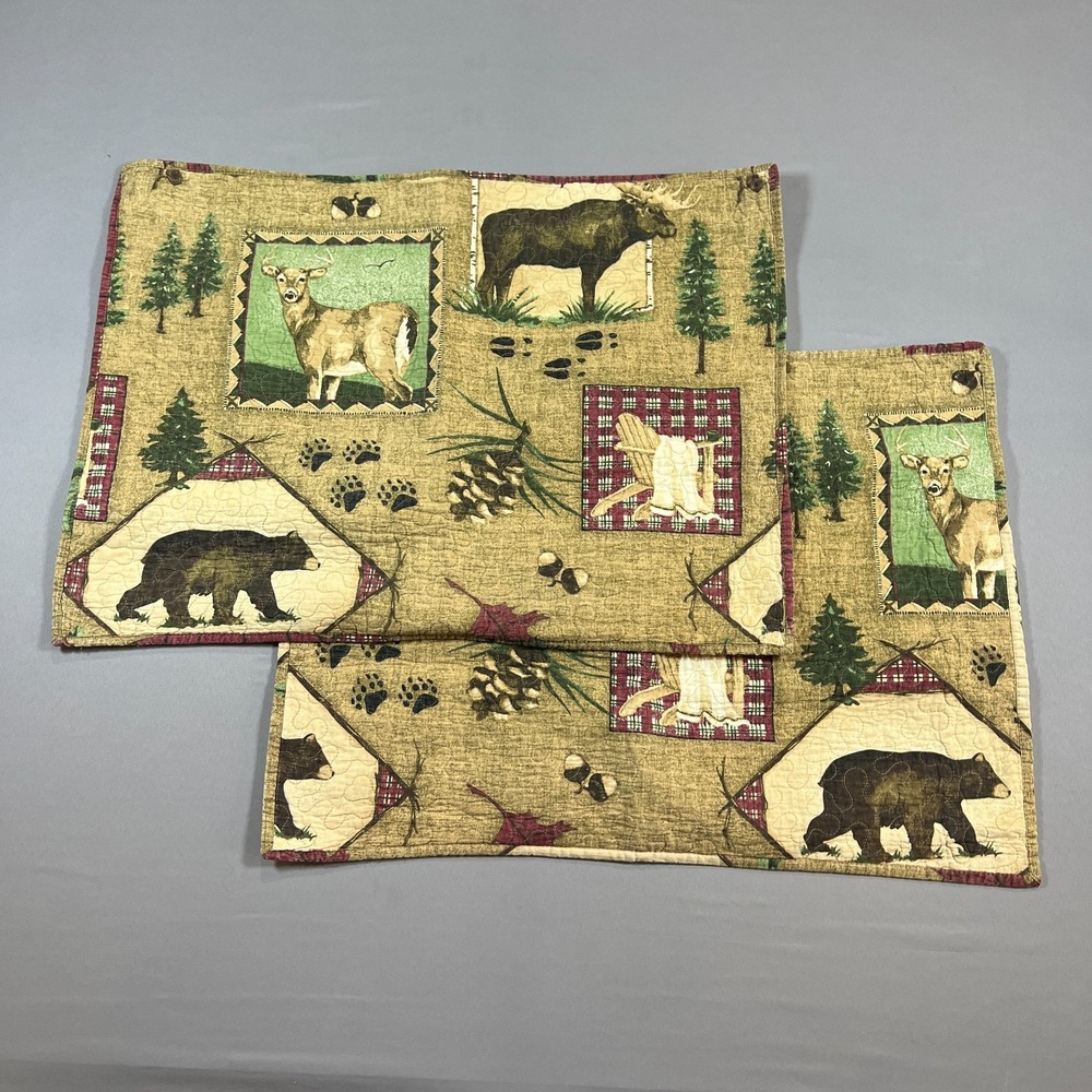 Set Of 2 Plow & Hearth Pillowcase Standard Multicolor Cotton Wildlife Imagery